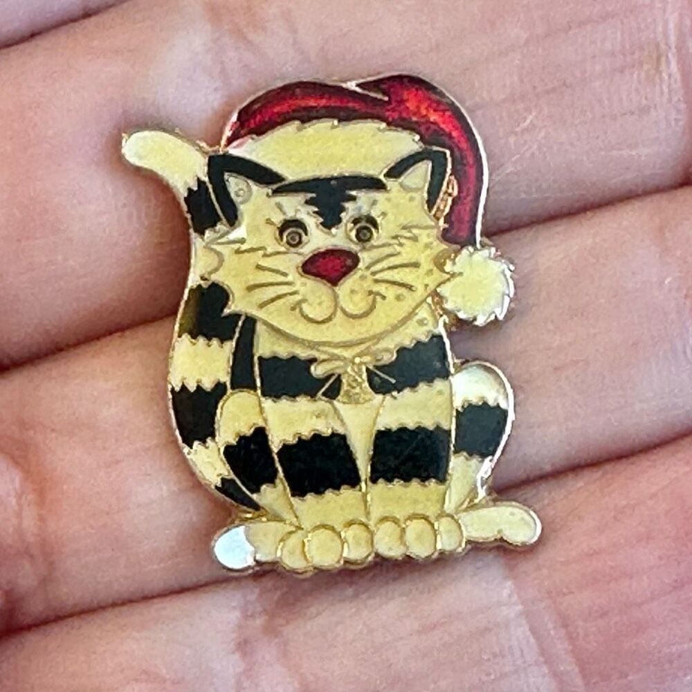 Vintage Centennia cat with Santa hat pin
